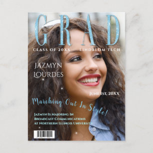 Graduate Magazine Cover Foto Abschluss Ankündigung Postkarte