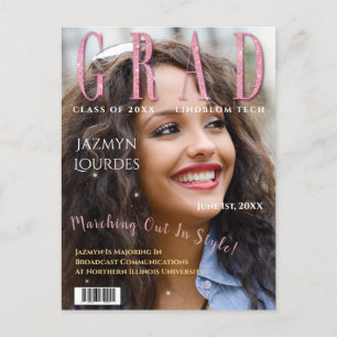 Graduate Magazine Cover Foto Abschluss Ankündigung Postkarte