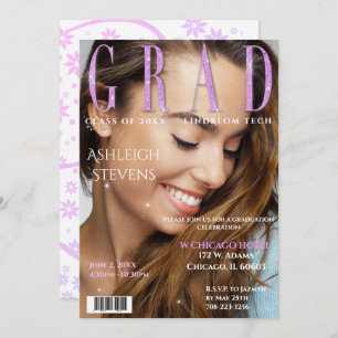 Graduate Magazine Cover Foto Graduation Party Inv Einladung