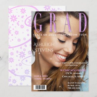 Graduate Magazine Cover Foto Graduation Party Inv Einladung