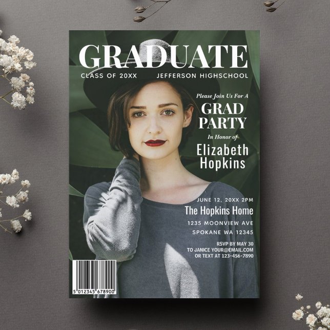 Graduate Magazine Cover Photo Graduation Party Einladung (Von Creator hochgeladen)