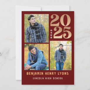 Graduate Maroon Class of 2025 Printable Einladung