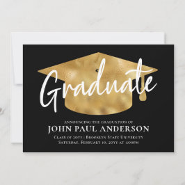 Graduate Metallic Gold Grad Cap Black Abschluss Ankündigung