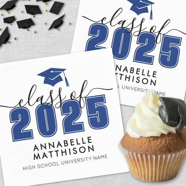 Graduate Modern Blue Abschluss Serviette (Graduate Modern Blue Graduation Napkins)