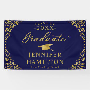 Graduate Modern Blue Gold Abschluss Banner