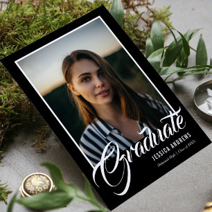 Graduate Modern Editable Foto Black ABSCHLUSS Einladung