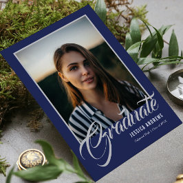 Graduate Modern Editable Foto Blue | ABSCHLUSS Einladung