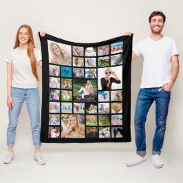 Graduate Modern Foto Collage Script Name Schwarz Fleecedecke