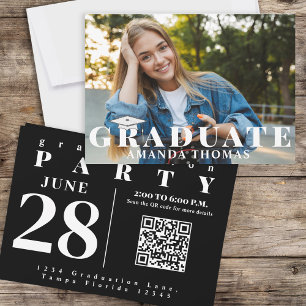 Graduate Modern Foto Simple Typografy Black Einladung