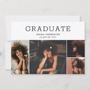 Graduate Modern Minimal Script Foto Collage Einladung