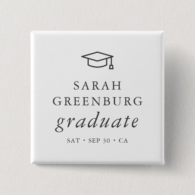 Graduate Modern Minimalistisch Simple Chic Abschlu Button (Vorderseite)