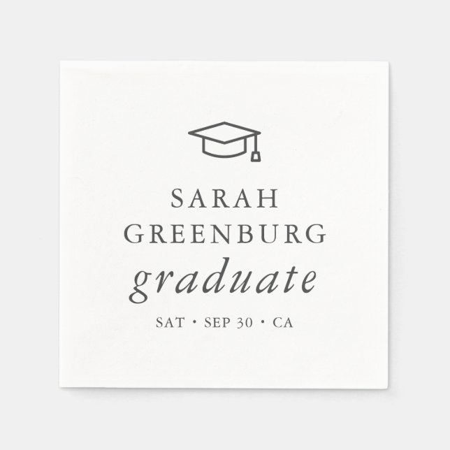 Graduate Modern Minimalistisch Simple Chic Abschlu Serviette (Vorderseite)