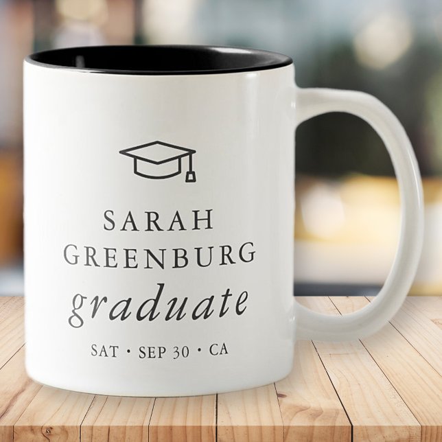 Graduate Modern Minimalistisch Simple Chic Abschlu Zweifarbige Tasse (Von Creator hochgeladen)