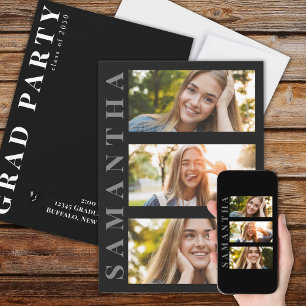 Graduate Modern Minimalistisch Simple Three Foto Einladung
