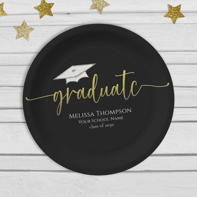 Graduate Modern Simple Gold Graduation Cap Pappteller (Von Creator hochgeladen)