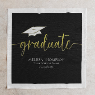 Graduate Modern Simple Gold Graduation Cap Serviette