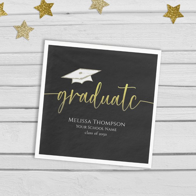 Graduate Modern Simple Gold Graduation Cap Serviette (Von Creator hochgeladen)