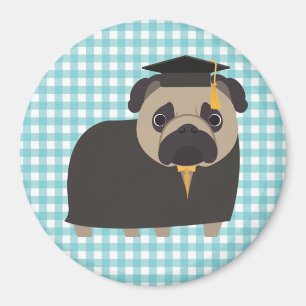 Graduate Mops über Blue and White Gingham Design Magnet