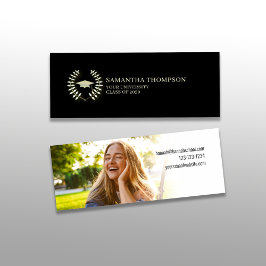 Graduate Name Card Foto Gold Elegante Klassik Mini Visitenkarte