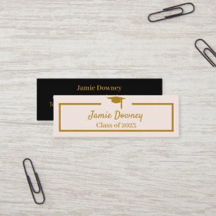 Graduate Name Card Modern Schwarz, Rosa und Go Mini Visitenkarte