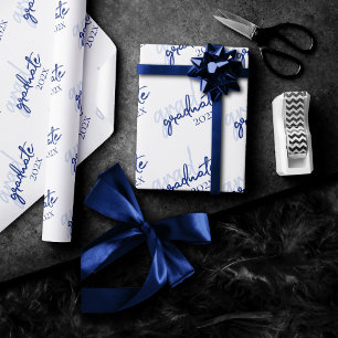 Graduate Navy Script   Dunkelblauer Brush Keepake Geschenkpapier