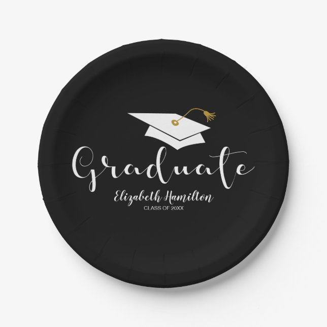 Graduate Niedlich Calligraphy Grad Cap Abschluss Pappteller (Vorderseite)