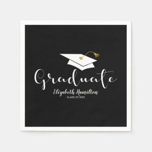 Graduate Niedlich Calligraphy Grad Cap Abschluss Serviette