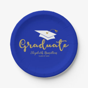 Graduate Niedlich Gold Glitzer Calligraphy Abschlu Pappteller