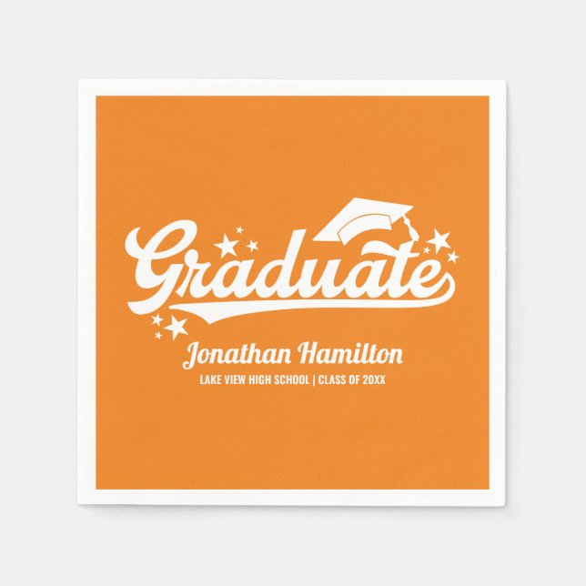 Graduate Orange Graduation Party Serviette (Vorderseite)