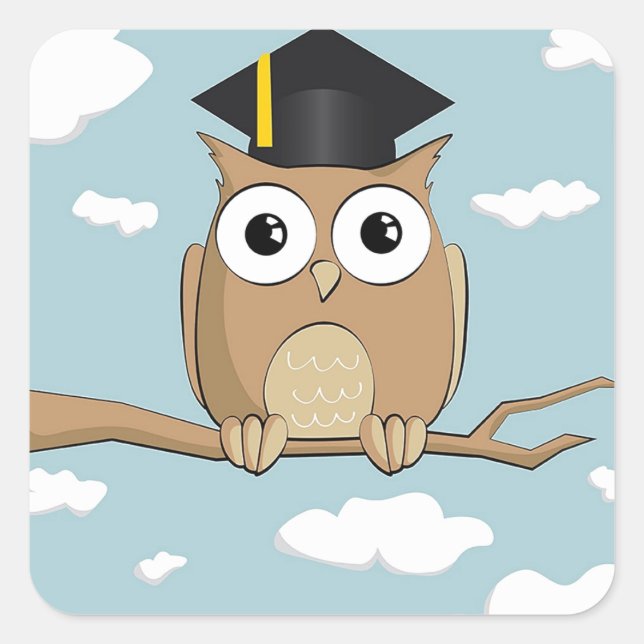 Graduate Owl Quadratischer Aufkleber (Vorderseite)