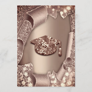 Graduate Party CAP Glitzer Rose 3D Moderne GLITZER Einladung