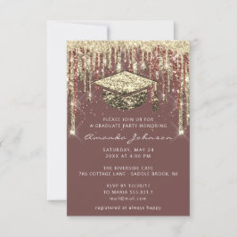 Graduate Party Tropfen Glitzer Rose Gold Confetti Einladung