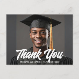 Graduate Photo Bold Script Graduation Thank You Postkarte