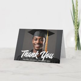Graduate Photo Bold Script Overlay Graduation Dankeskarte