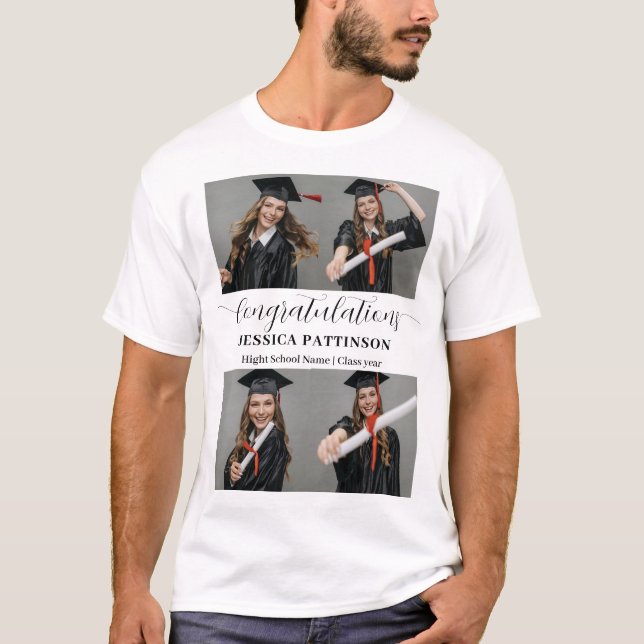 Graduate Photo Class Year High School Graduation T-Shirt (Vorderseite)