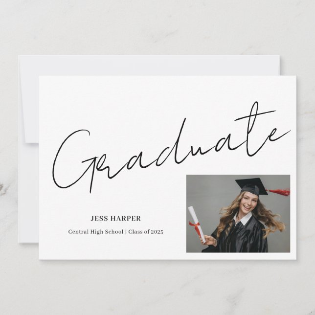 Graduate Photo Graduation Flat Announcement Card Ankündigung (Vorderseite)