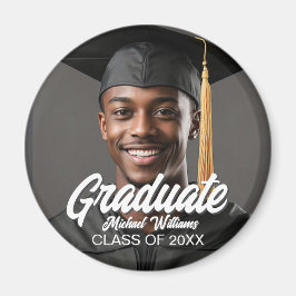 Graduate Photo w Bold Script Graduation Party Magnet