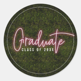 Graduate Pink Neon Class of Abschluss Runder Aufkleber