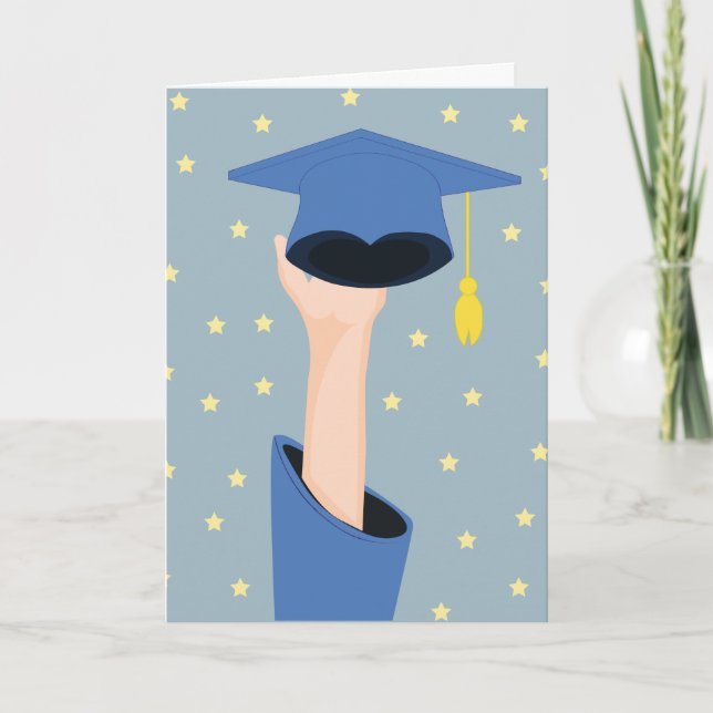 Graduate Raise a Abschluss Hat mit gelbem Star Karte (Vorderseite)