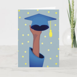 Graduate Raise a Abschluss Hut with Stars Blue Karte