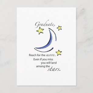 Graduate Reach for Moon, Glückwunsch Ankündigungspostkarte