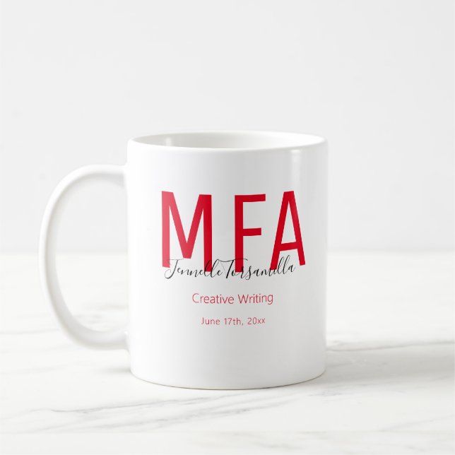 Graduate Red Black Date Name Degree MFA Kaffeetasse (Links)