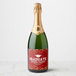 Graduate Red Gold Confetti Graduation Party