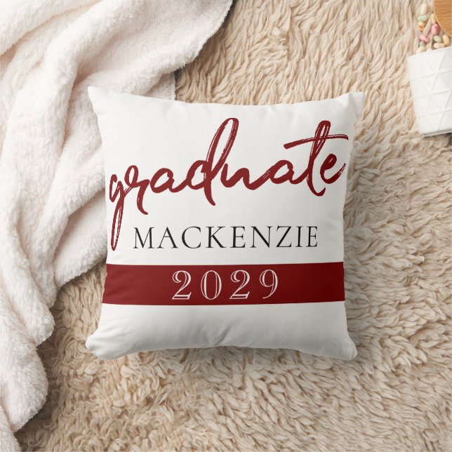 Graduate Red Script | Dark Crimson Grad Keepake Kissen (Decke)