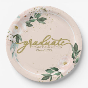 Graduate Rosa Blush Bloral Graduation Party Pappteller