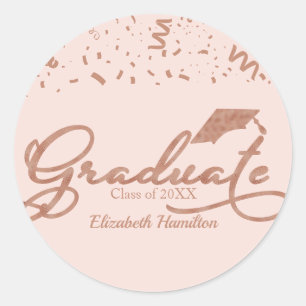 Graduate Rose Gold Foil Graduation Party rosa Runder Aufkleber