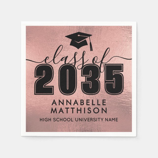 Graduate Rose Gold Graduation Serviette (Vorderseite)
