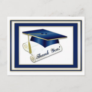 Graduate Royal Blue Danke Postcard Postkarte