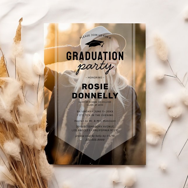 Graduate Sash Foto Graduation Party Einladung (Von Creator hochgeladen)