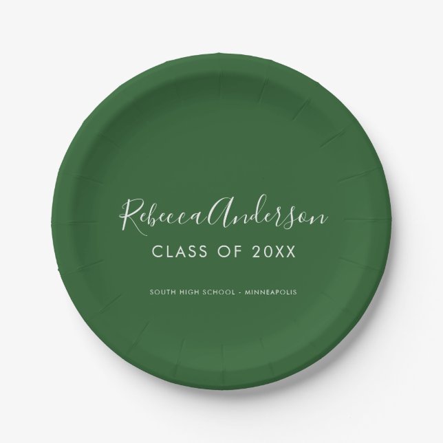 Graduate Script Dark Green Class of 2023 Pappteller (Vorderseite)